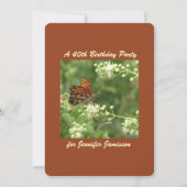 40th誕生日パーティーバタフライパーソナライズ名 招待状 (正面)