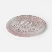 40th誕生日パーティーバラ金ゴールドグリッター ペーパープレート (アングル)