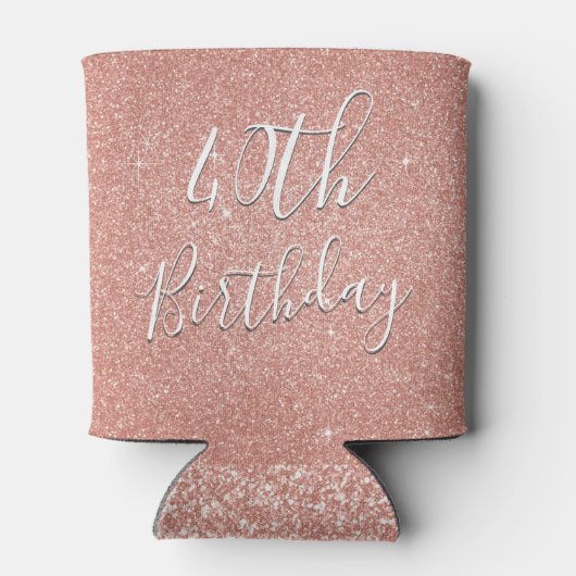 40th誕生日パーティーバラ金ゴールド赤面ピンクグリッター 缶クーラー (裏面)