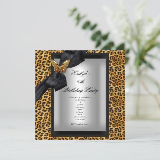 40th誕生日パーティーヒョウ黒蝶 招待状 (スタンド正面)