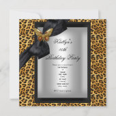 40th誕生日パーティーヒョウ黒蝶 招待状 (正面)