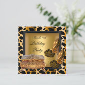 40th誕生日パーティーヒョウ黒金ゴールド靴 招待状 (スタンド正面)