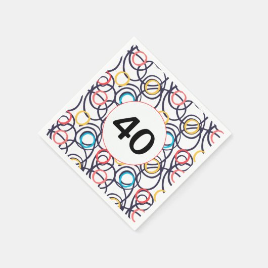 40th誕生日パーティーファンキードードル スタンダードカクテルナプキン (角)