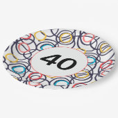 40th誕生日パーティーファンキードードル ペーパープレート (アングル)
