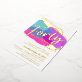 40th誕生日パーティーフォイル金ゴールドフォト抽象芸術アート 箔招待状 (回転した状態)