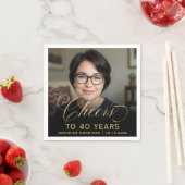 40th誕生日パーティーフォト金ゴールドスクリプト応援 スタンダードカクテルナプキン (インサイチュ)