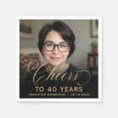 40th誕生日パーティーフォト金ゴールドスクリプト応援 スタンダードカクテルナプキン (正面)