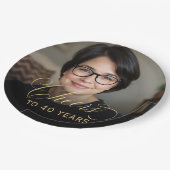 40th誕生日パーティーフォト金ゴールドスクリプト応援 ペーパープレート (アングル)