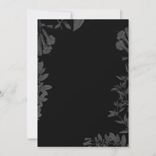 40th誕生日パーティーフローラブラック金ゴールドクラスフォト 招待状 (裏面)