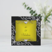 40th誕生日パーティーブラックブライトチャートリーズ金ゴールド 招待状 (スタンド正面)