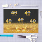 40th誕生日パーティーブラック金ゴールドシック名 薄葉紙 (クラフト)