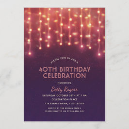 40th誕生日パーティーモダングリッターストリングライト 招待状