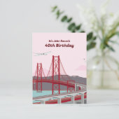 40th誕生日パーティーリスボンブリッジat sunset インビテーションポストカード (スタンド正面)