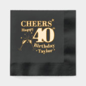 40th誕生日パーティー応援シャンパングラス 箔ナプキン (正面)