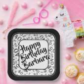 40th誕生日パーティー番号パターンブラック/ホワイト ペーパープレート (パーティー)
