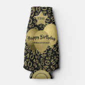 40th誕生日パーティー番号パターン金ゴールドと黒 ボトルクーラー (正面)