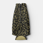 40th誕生日パーティー番号パターン金ゴールドと黒 ボトルクーラー (裏面)