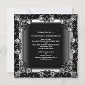 40th誕生日パーティー白黒クリスタルパール 招待状 (裏面)