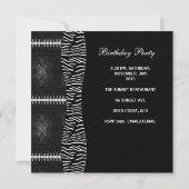 40th誕生日パーティー白黒ゼブラジッパー 招待状 (裏面)