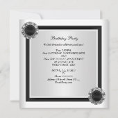 40th誕生日パーティー白黒ダイヤモンドジュエル 招待状 (裏面)