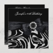 40th誕生日パーティー白黒抽象芸術ダイヤモンド 招待状 (正面/裏面)