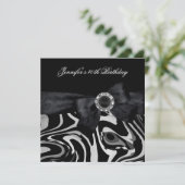 40th誕生日パーティー白黒抽象芸術ダイヤモンド 招待状 (スタンド正面)