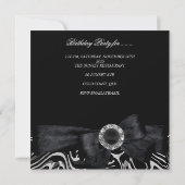 40th誕生日パーティー白黒抽象芸術ダイヤモンド 招待状 (裏面)