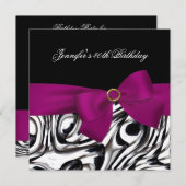 40th誕生日パーティー白黒抽象芸術ピンクボウ 招待状 (正面/裏面)