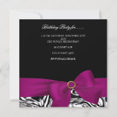 40th誕生日パーティー白黒抽象芸術ピンクボウ 招待状 (裏面)