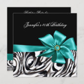 40th誕生日パーティー白黒抽象芸術ボウ 招待状 (正面/裏面)