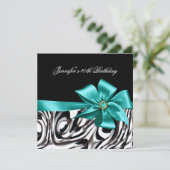 40th誕生日パーティー白黒抽象芸術ボウ 招待状 (スタンド正面)