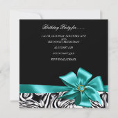 40th誕生日パーティー白黒抽象芸術ボウ 招待状 (裏面)