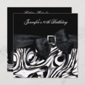 40th誕生日パーティー白黒抽象芸術ボウ 招待状 (正面/裏面)