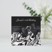 40th誕生日パーティー白黒抽象芸術ボウ 招待状 (スタンド正面)