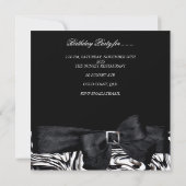 40th誕生日パーティー白黒抽象芸術ボウ 招待状 (裏面)