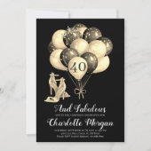 40th誕生日パーティー白黒招待状 招待状 (正面)