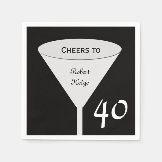 40th誕生日パーティー紙ナプキンス スタンダードカクテルナプキン (正面)