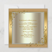 40th誕生日パーティー金ゴールドクリームフローラ 招待状 (裏面)