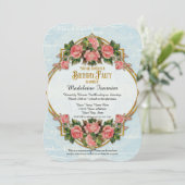 40th誕生日パーティー金ゴールドグリッターヴィンテージバラ 招待状 (スタンド正面)