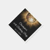 40th誕生日パーティー金ゴールドスパークルディスコボール スタンダードカクテルナプキン (角)