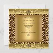 40th誕生日パーティー金ゴールドゼブラブラック 招待状 (裏面)