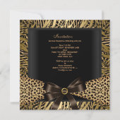 40th誕生日パーティー金ゴールドヒョウ茶色ブラック 招待状 (裏面)