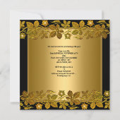 40th誕生日パーティー金ゴールドブラックフローラ 招待状 (裏面)