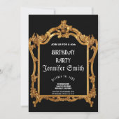 40th誕生日パーティー金ゴールド招待状 招待状 (正面)