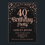 40th誕生日パーティー – ブラック&バラ金ゴールド 招待状<br><div class="desc">40歳の誕生日パーティの招待状。黒エレガントのデザインとグリッターのバラ金ゴールド。スクリプトスタイリッシュのフォントと紙吹雪の機能。メッセージもしメッセージはカスタム年齢。</div>