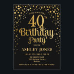 40th誕生日パーティー – ブラック&金ゴールド 招待状<br><div class="desc">40歳の誕生日パーティの招待状。黒エレガント色のデザインとフェイクグリッター金ゴールド。スクリプトスタイリッシュのフォントと紙吹雪の機能。メッセージもしメッセージはカスタム年齢。</div>