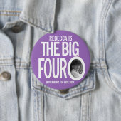 40th誕生日パープルカスタム大きな4ああ写真 缶バッジ (インサイチュ)