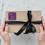 40th誕生日パープル金ゴールドhello 40ネームスクリプト スクエアシール