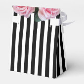 40th誕生日ピンクのバラの白黒ストライプ フェイバーボックス (裏面サイド)