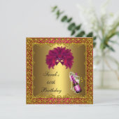 40th誕生日ピンクマスクシャンパン金ゴールドレース 招待状 (スタンド正面)